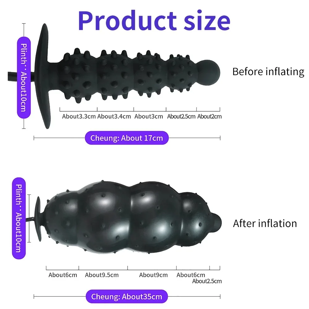 Inflatable 5-bead Separated Anal Plug Prostate Masturbator Anal Dilator Adult Sex Toy