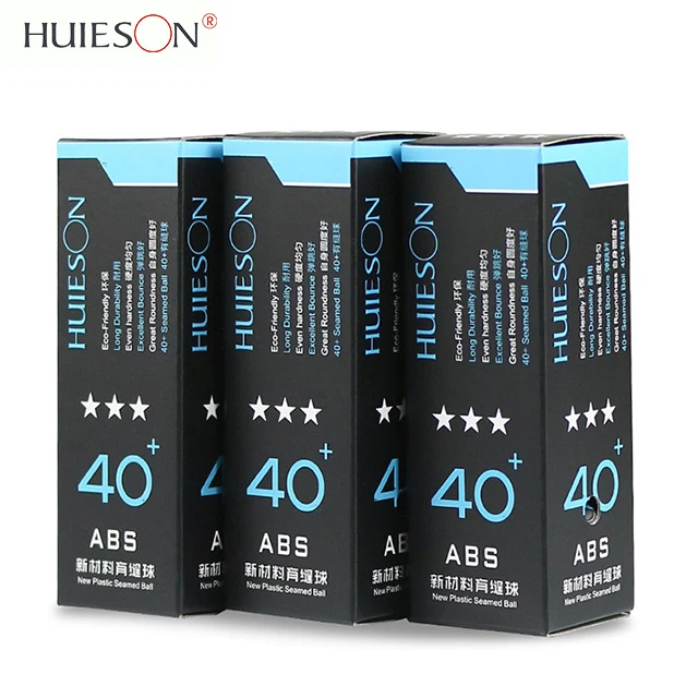 
HUIESON OEM Custom Printing Logo Box Packed Plastic 40+ New Materials ABS Professional 3 Stars Ping Pong Ball Table Tennsi Ball 