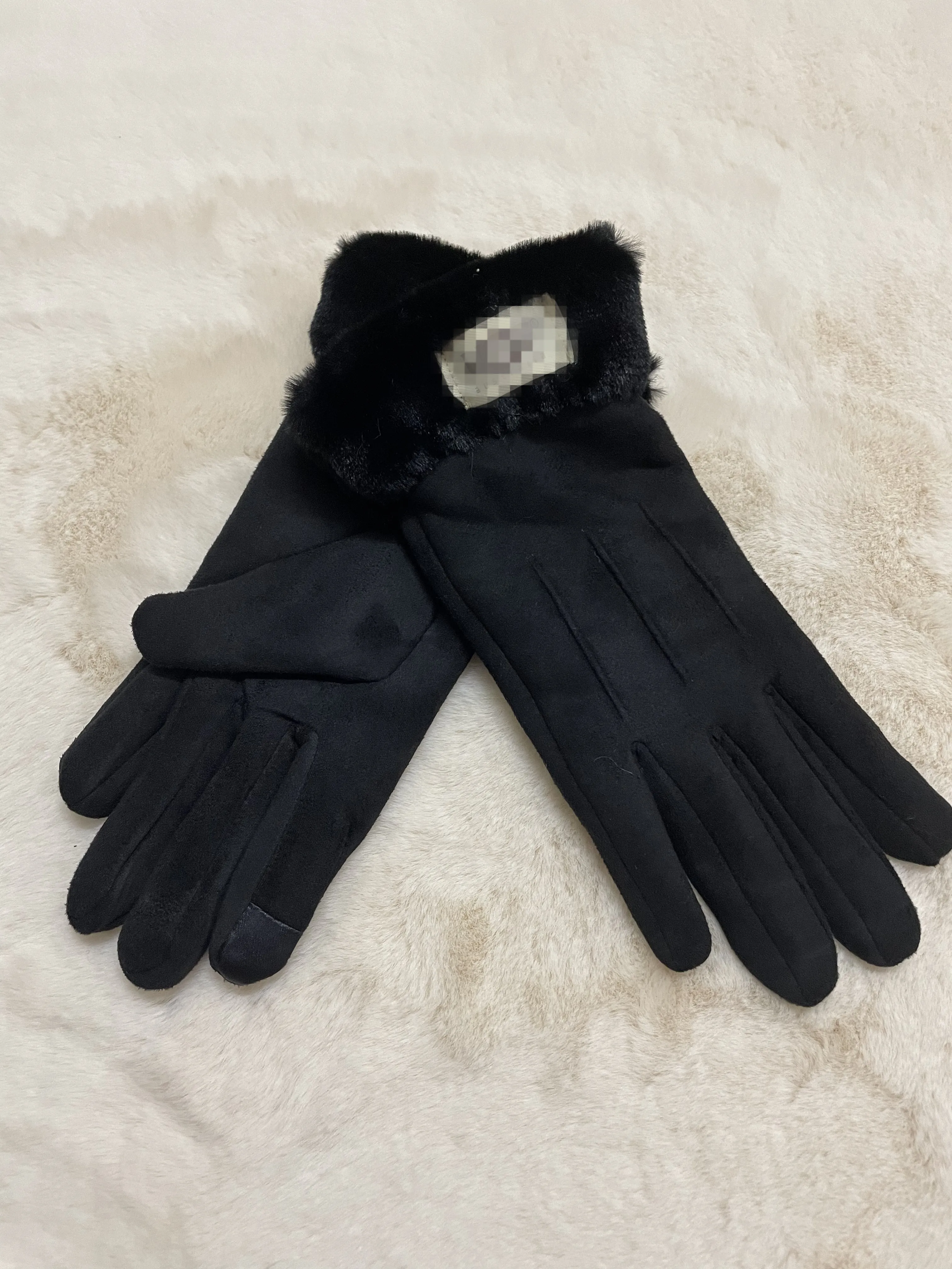 LOGO Trending Autumn and Winter Daily Life Gloves Warmth Soft Woolen Fabric Full- Gloves for Men and Women