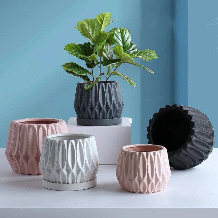 Декоративный керамический садовый цветочный плантатор с основанием для блюдце