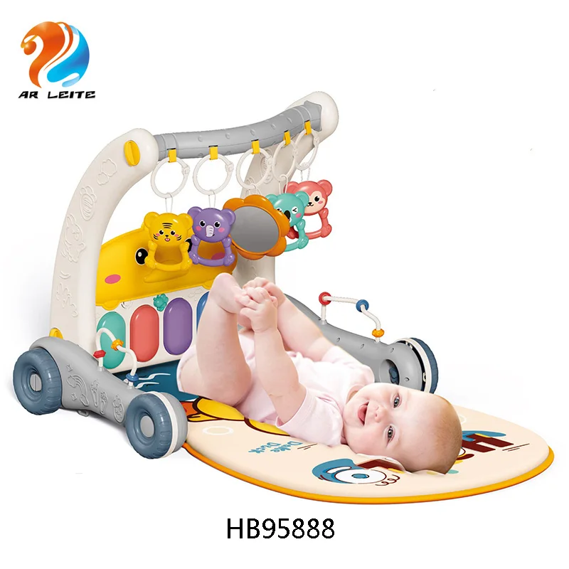 High Quality 2 In 1 educational toys Infants Piano Rack & Walker Activity Center Play Mat Baby Gym