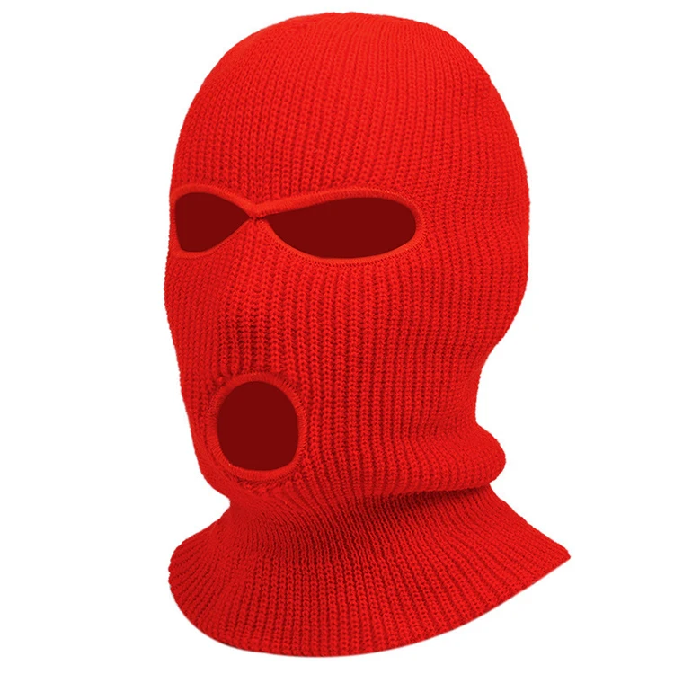 Custom Logo 3 Hole Winter Hats Outdoor Sports Full Face Cover Ski Mask Warm Knit Balaclava