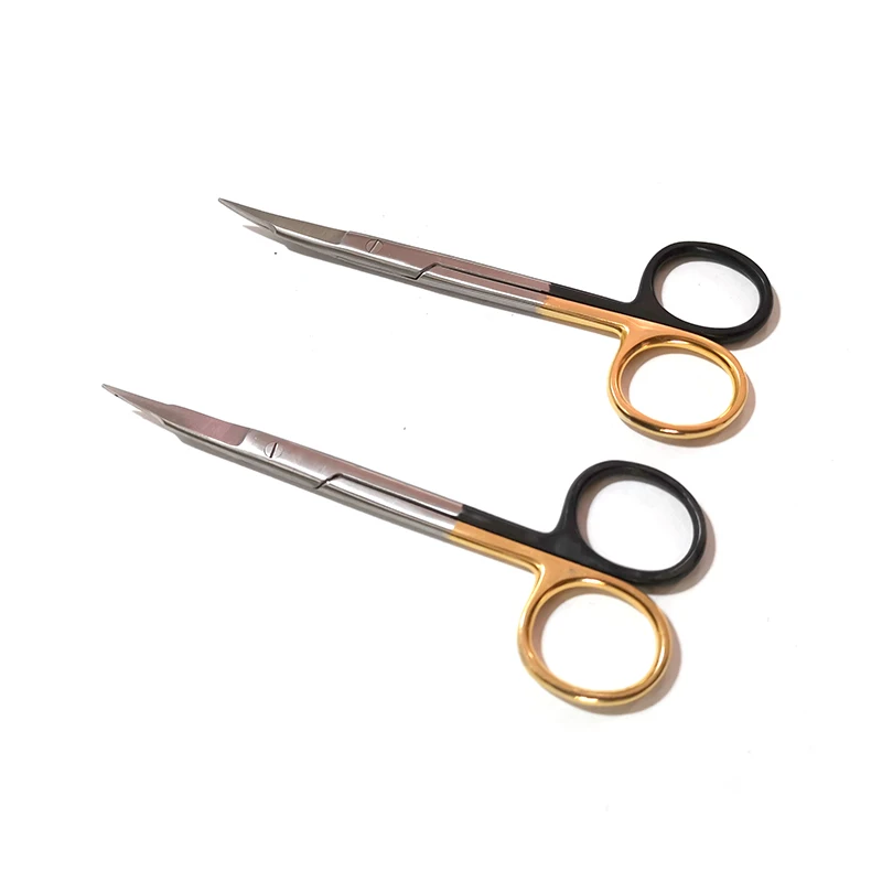 Stainless steel scisssors golden handle goldman fox Curved tungsten Carbide TC Scissor 13cm Dental Surgical Instruments