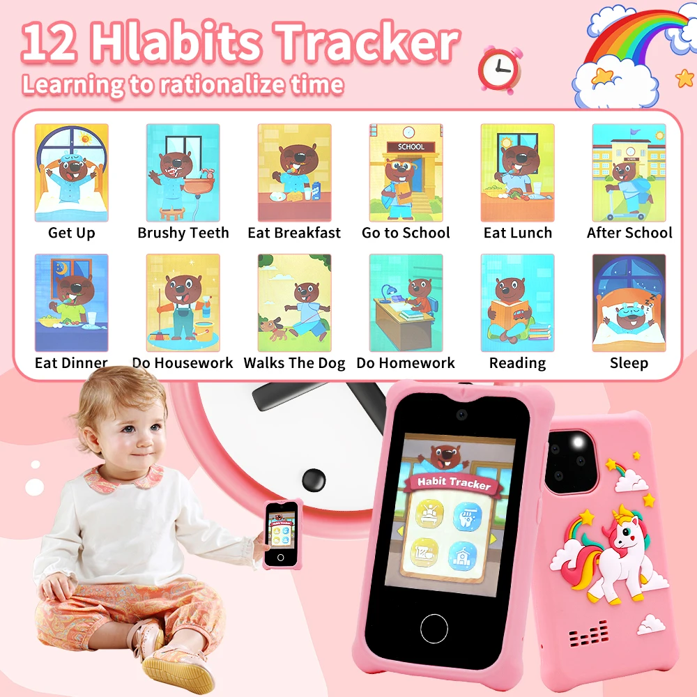 2.8 Inch Touch Screen Rechargeable Kids Smart Phone Mobile Smart Cell Phone With Camera For Kids Toddler Smart Phone