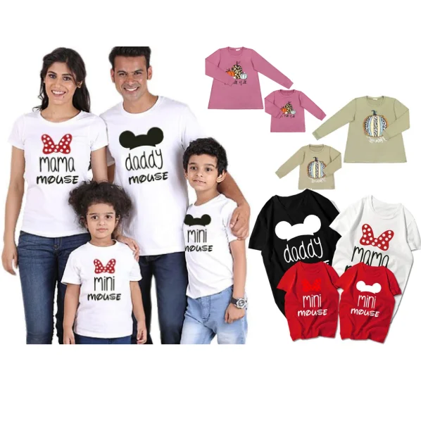 Family matching clothes shirts Mommy and  me Clothing  Matching adult an kids shirts Pattern Cotton T Shirts