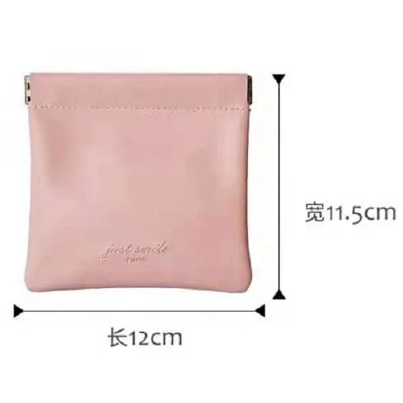 Customized LOGO Color Pouch Change Holder Waterproof Storage Travel Cosmetics Headphones Jewelry PU Leather Squeeze Coin Purse