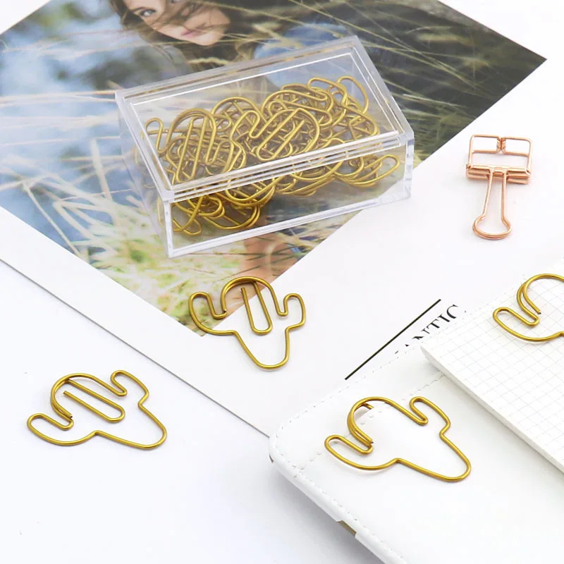 Imination gold cactus shape paper clip office & school use paperclip