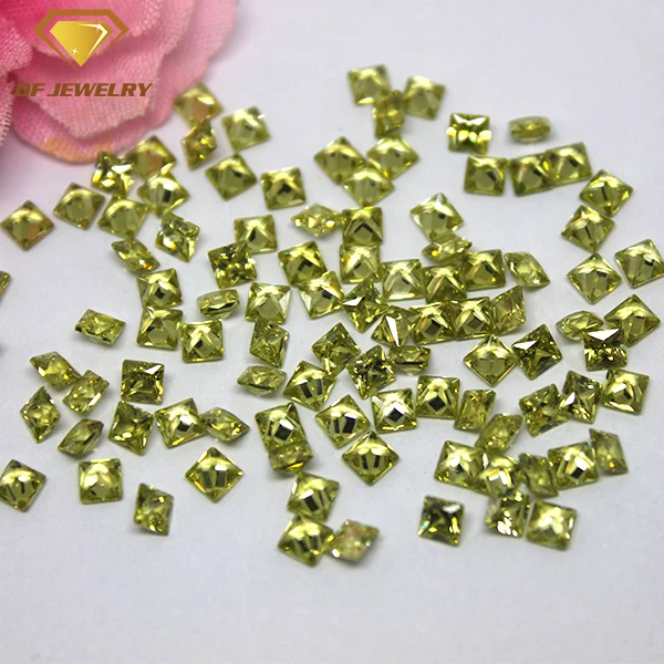 Emerald Cut Cubic Zirconia Square Shape Yellow CZ Stones Cubic Zirconias