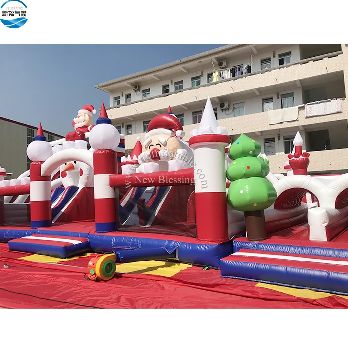 indoor inflatable Christmas Santa Claus theme park, outdoor inflatable amusement park equipment, inflatable game park for sale