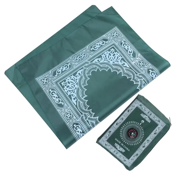 2024 new design wholesale islam mosque travel prayer mat with compass booklet