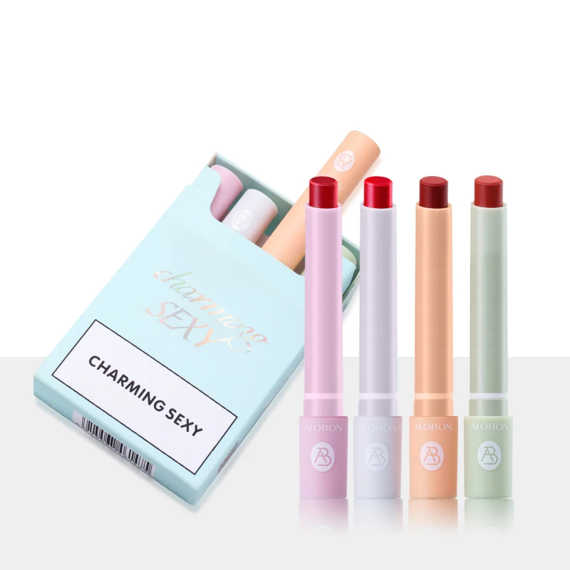 Alobon Waterproof Sexy Mini Smoke Cigarette Vegan Herbal Long-lasting 4 Color Matte Lipstick