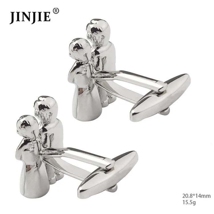 Wholesale  wedding Groom accessories novelty  brass enamel bridegroom couple cufflinks  for suit shirt