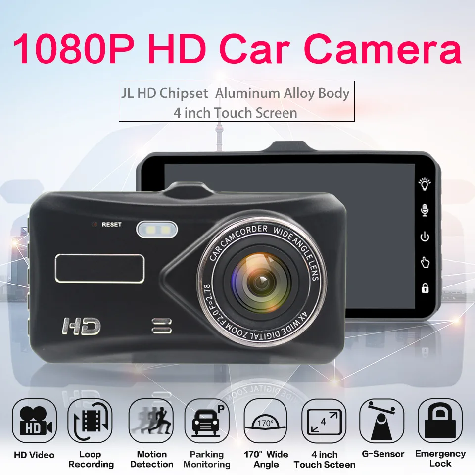 Full HD 1080P ночное виденье автомобильная камера с возможностью съемки видео 4 дюймов IPS сенсорный экран dual dash cam передний и задний автомобильный черный