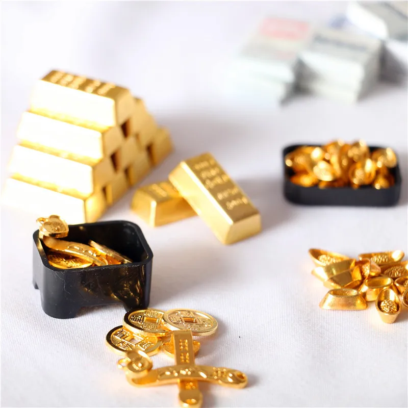 Dollhouse Accessories Miniature Model Mini Ruyi Gold Ingot Gold Bar Copper Coin Model Ornament Dollhouse