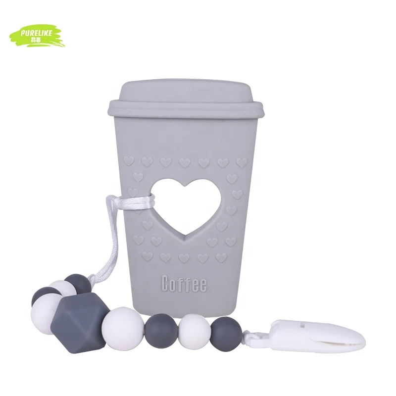 BPA Free Silicone Highly Effective Pain Relief Teethers Bubble Tea Teether with Pacifier Clip