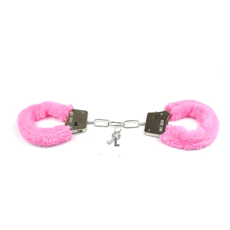 Sex Metal Stainless Steel Fur Bdsm Bondage Restraints Key Buckle SM Role Playing Couples Slave Sex Toy Handcuffs For Kids