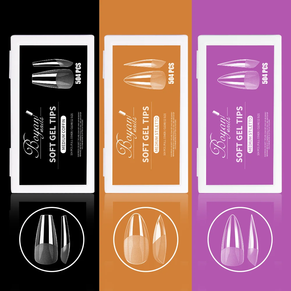 SCI professional stickers label nails soft jelly gel x nail tips for uv lamp black box