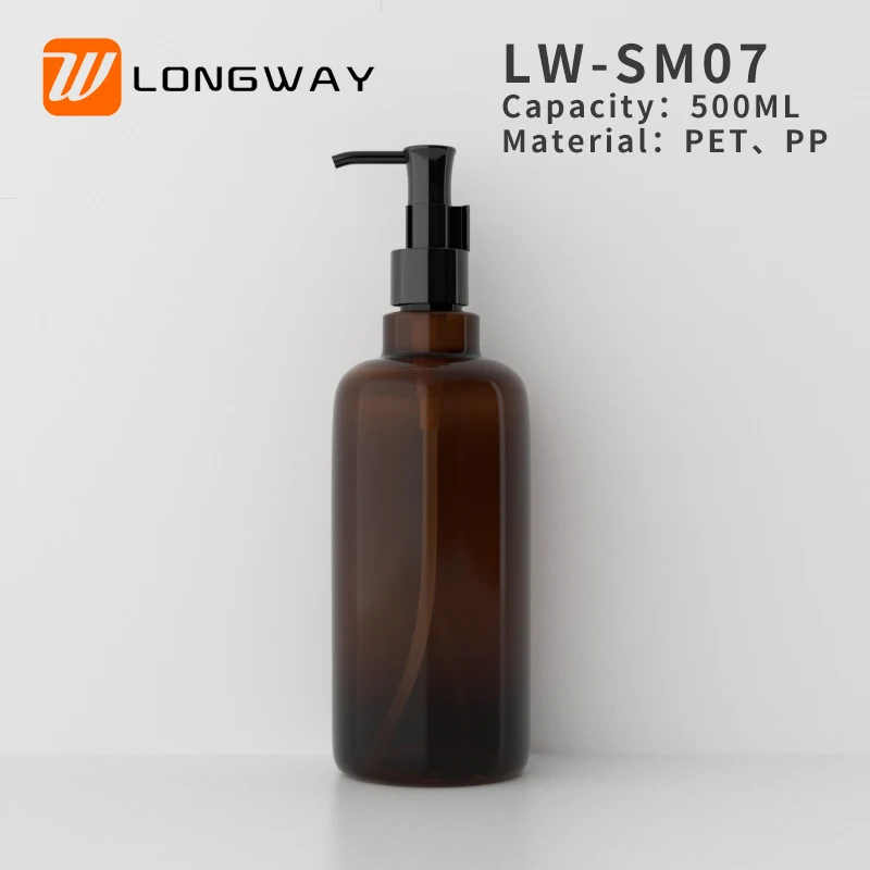 500ml/16oz empty plastic PET bottle with long neck pump for shower gel shampoo body lotion