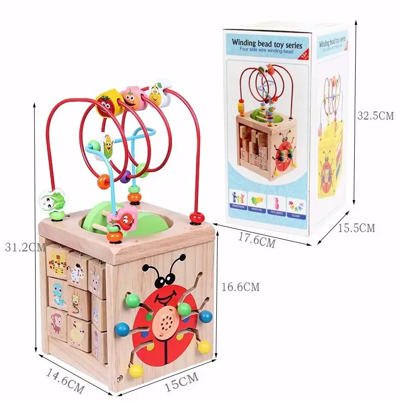 Montessori Wooden Multifunction Activity Cube Educational Puzzle Games Problem music Treasure Chest Toys For Kids Boys Girls