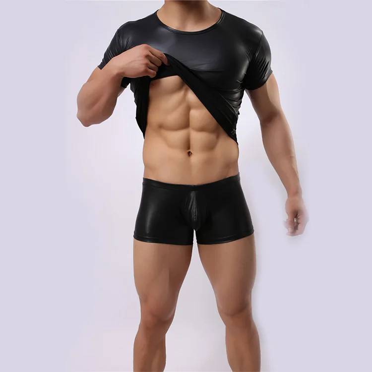 Men Sexy Leather Vest Corset Underwear Lingerie
