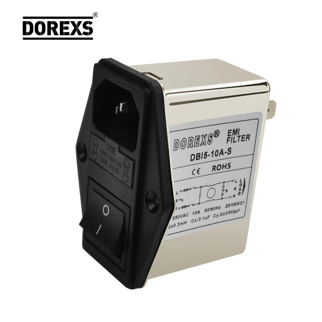 DOREXS оптовая продажа, высокое качество, низкочастотный фильтр IEC EMI 1A 3A 6A 10A для сабвуфера, EMC-камера, шумоподавляющий фильтр