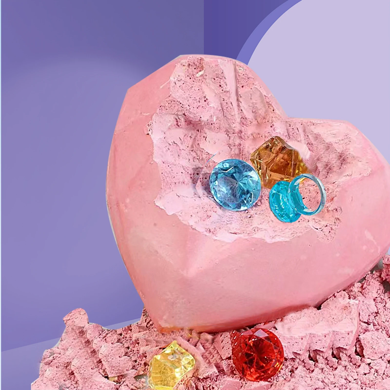 Wholesale Educational Archaeological Dig Kits for Girls Plastic Heart Gemstone Ring Cross-Border Princess Plaster Toys Children