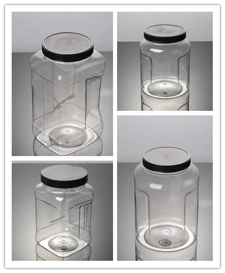 Large Clear Empty Square Storage Cookie Candy Sweet Container Food Grade with Easy Grip Handle Plastic Jar with Lids Half Gallon