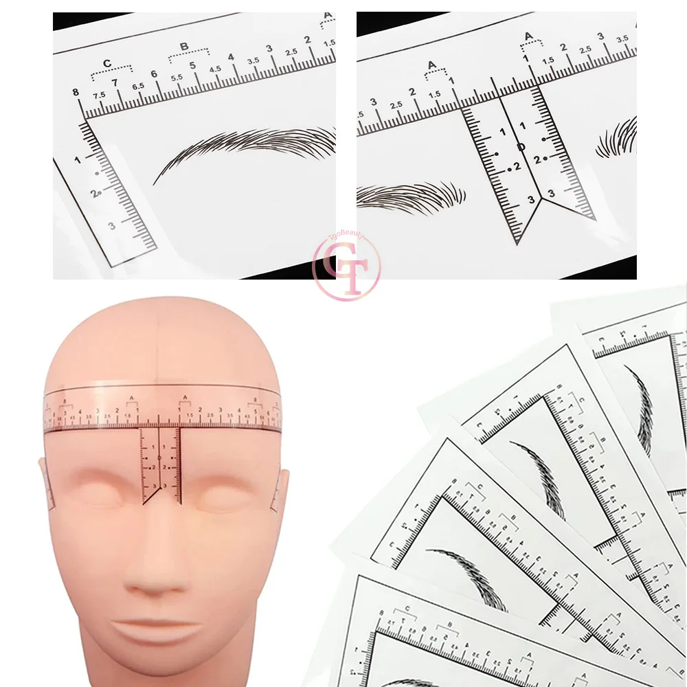 Private Label Disposable Eyebrow Ruler Sticker Microblading Stencil Brow Mapping Stickers for Powder Brow Training Academy