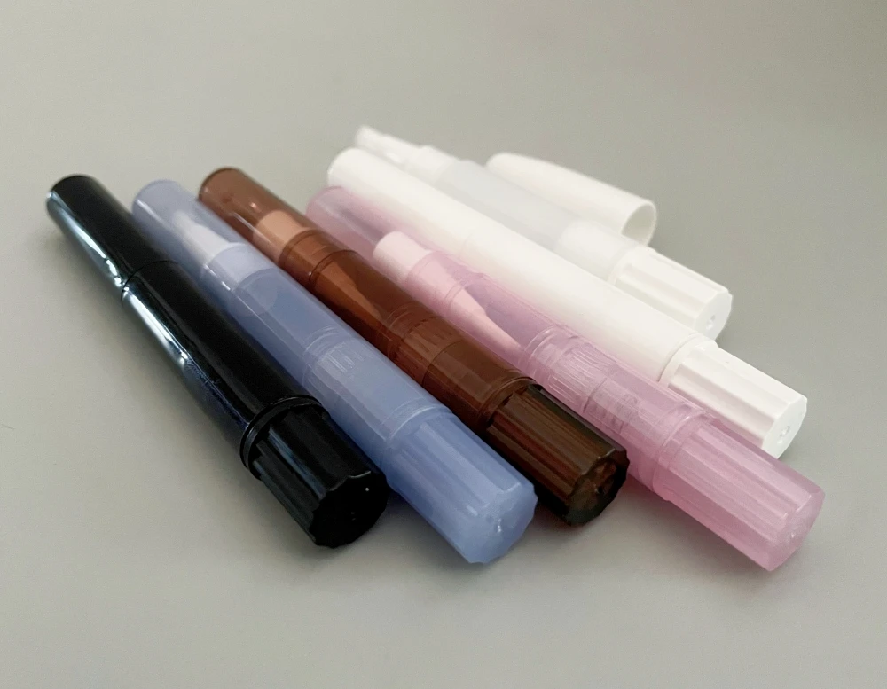 Customized Semi transparent Color Manufactory Private label 1ml mini Liquid Container tube twist Cosmetic pen with brush