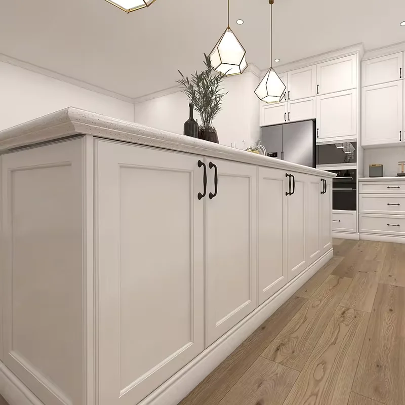 Contemporary Modular Kitchen Cabinet Set with High Gloss Lacquer and Solid Wood Features Bathroom Cabinets