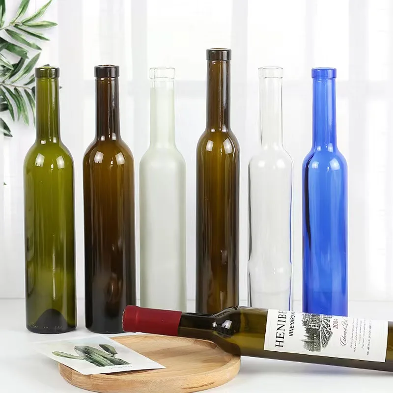 Wholesale 375ml 500ml glass wine bottle dark green wine bottle wine decorative empty bottle