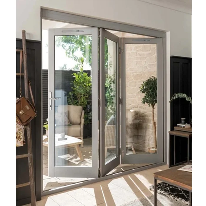 Accordion doors folding black exterior bifold exterior glass folding door system with screen