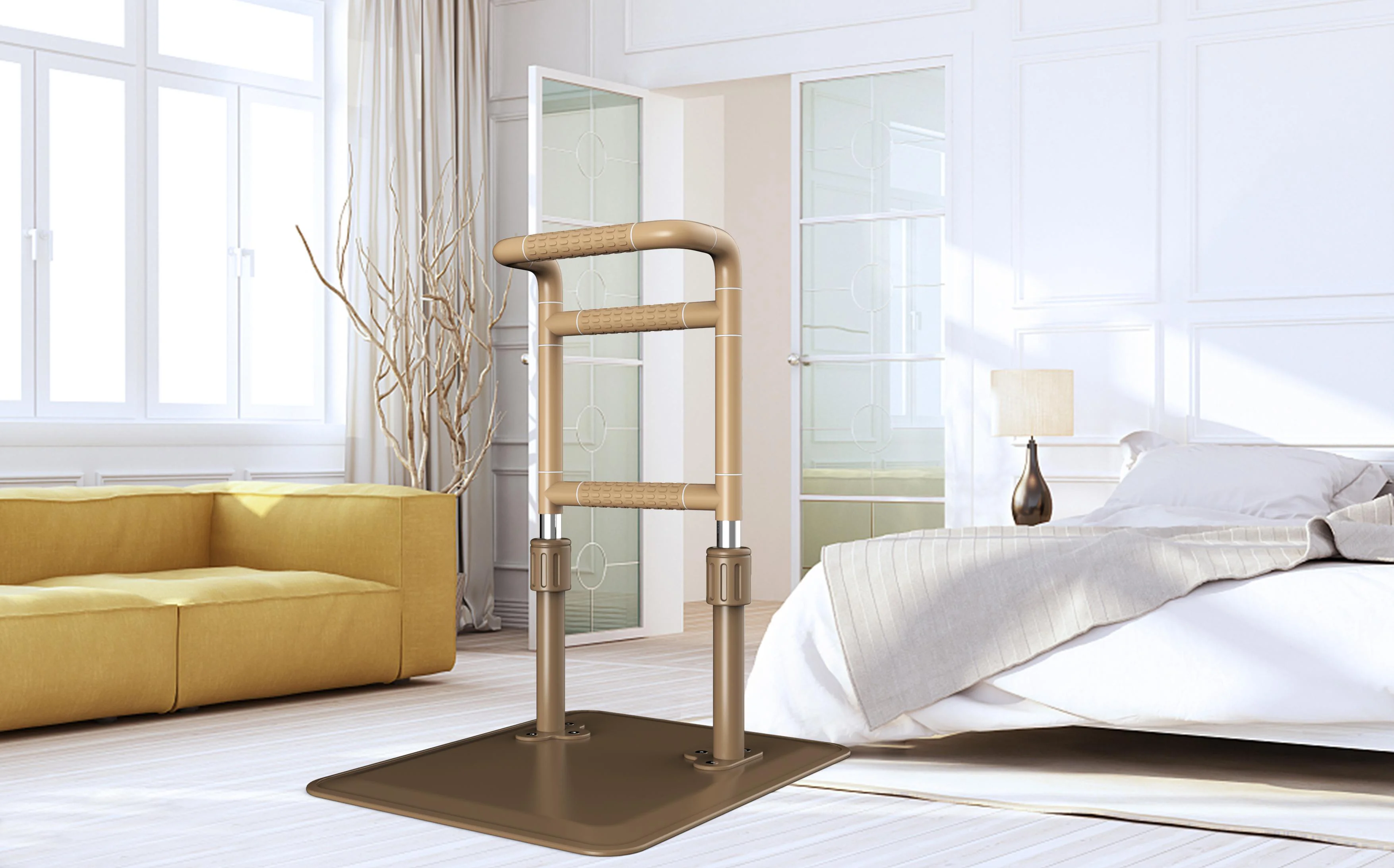 hospital bed guard rail bed assist rail with straps helping people get on and out of bed