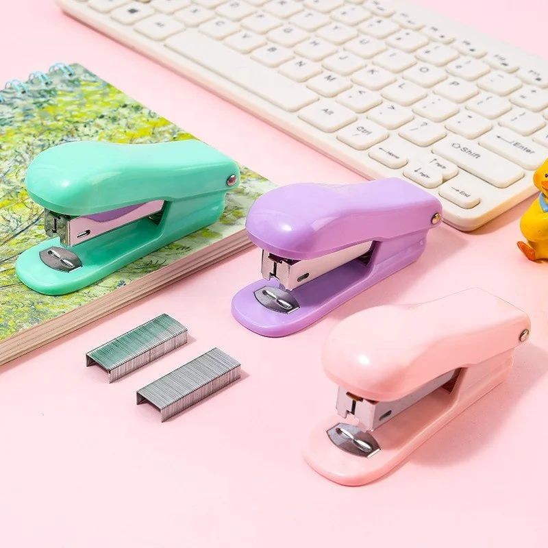 Macaron Color Booking Machine Student Office Supplies Bookmaker Creative Simple Machine Full Size Small Cute Mini Stapler