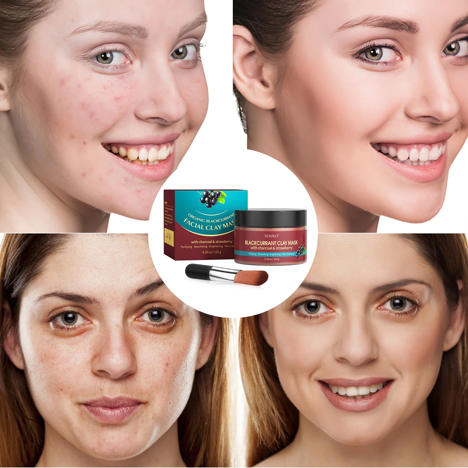 Anti aging Blackcurrant Clay mask black magnet magnetic charcoal mask deep cleansing firming black clay mask