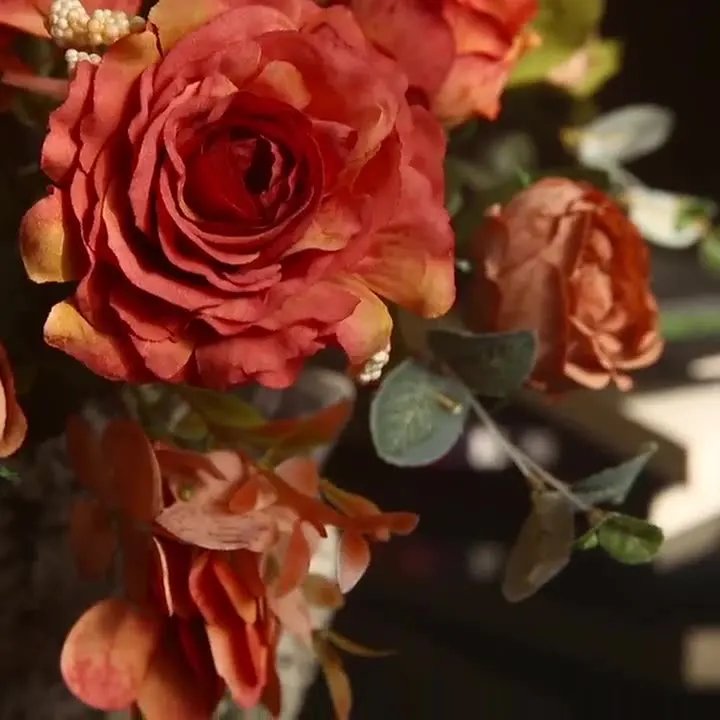 Artificial Peonies Fake Flowers White Silk rose Bouquet Fall Flower Faux Bulk for Farmhouse Home Boho Wedding bridal