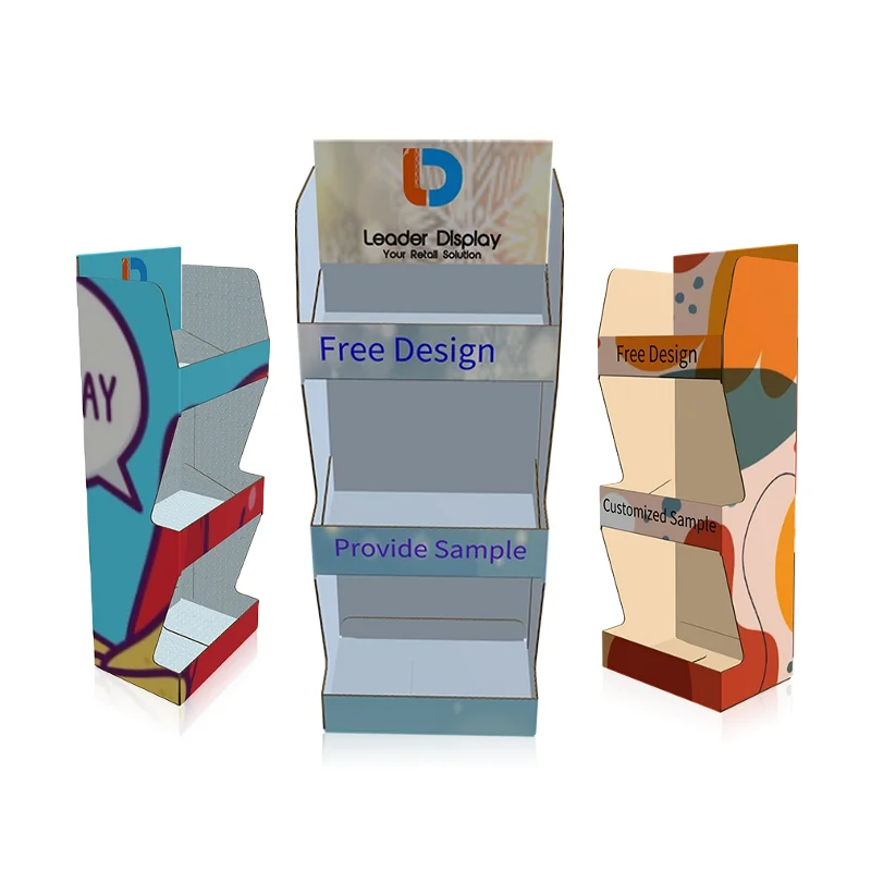 Double Side Printing Floor Corrugated Cardboard Retail Wine Bottle Display Racks For Wine Beer Water