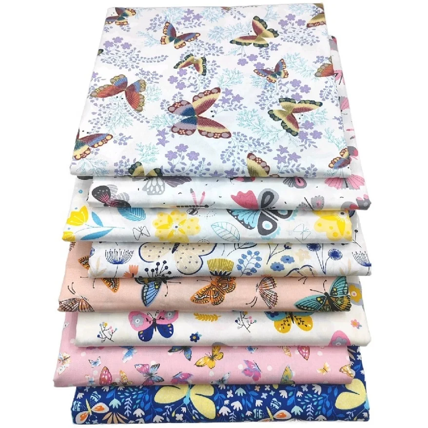 HAPPEAK High Grade Fat Quarters Fabric Bundles 8 Pcs Per Set Butterfly Printed Cotton Precut Fabric For Craft Patchwork