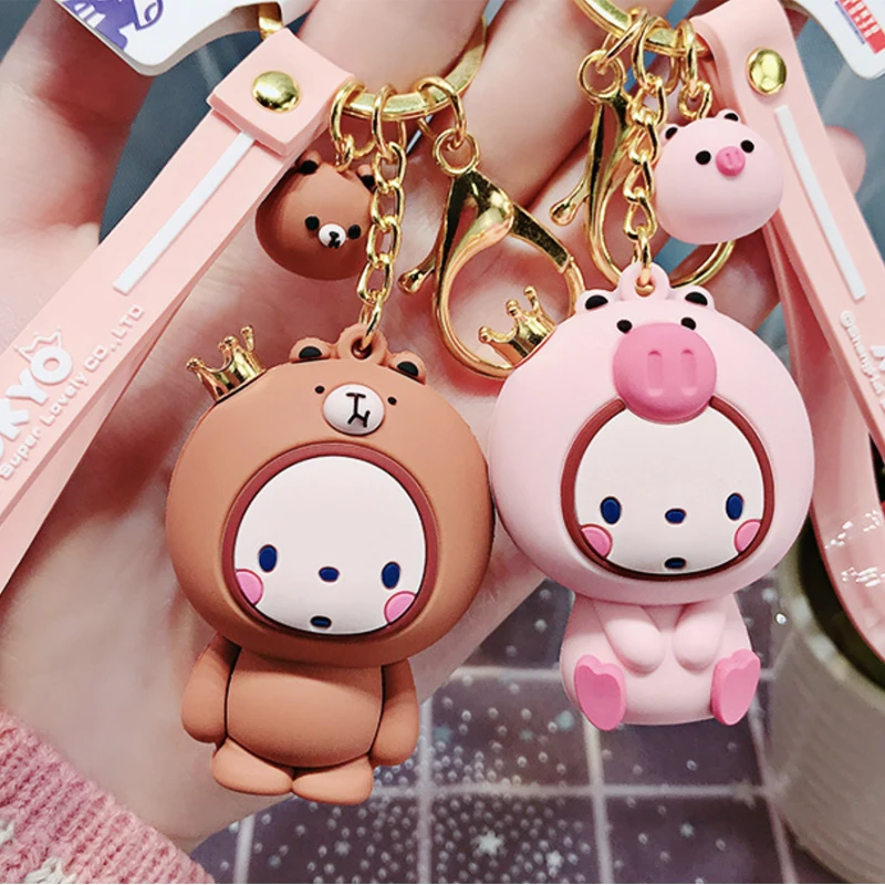 
BOXIN 2020 INS STYLE pvc cute carton monkey Pendants for girl gifts bag decoration keychain 