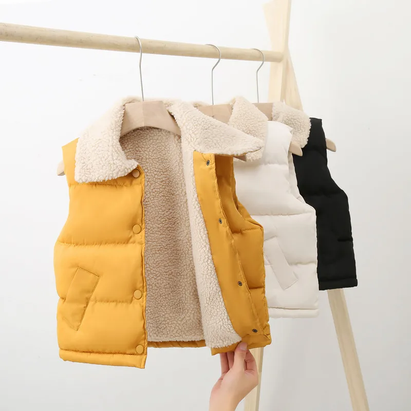 Outwear Clothes Autumn Winter Boys Girls Sleeveless Hooded Vest Jacket Solid Color Coat Kids Warm Vest