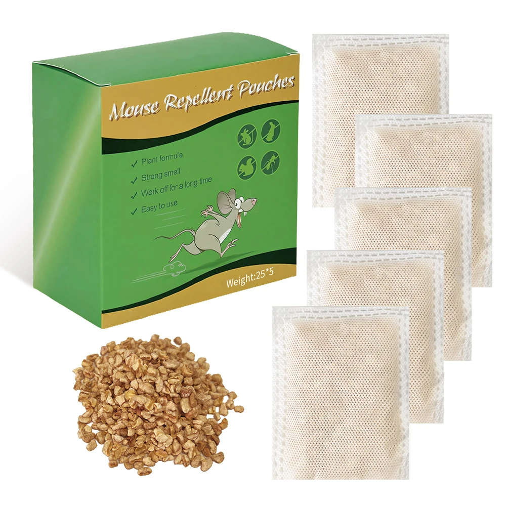 5-Packs Cinnamon/Peppermint Oils Mice Repelled Pouch Nesting & Air Freshening Mouse Repellent Pouch for Pest Control