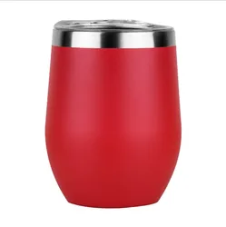 wholesale stainless steel stemless wine glass tumbler non spill cup 12oz  Tumbler with lid straw custom logo powder coating