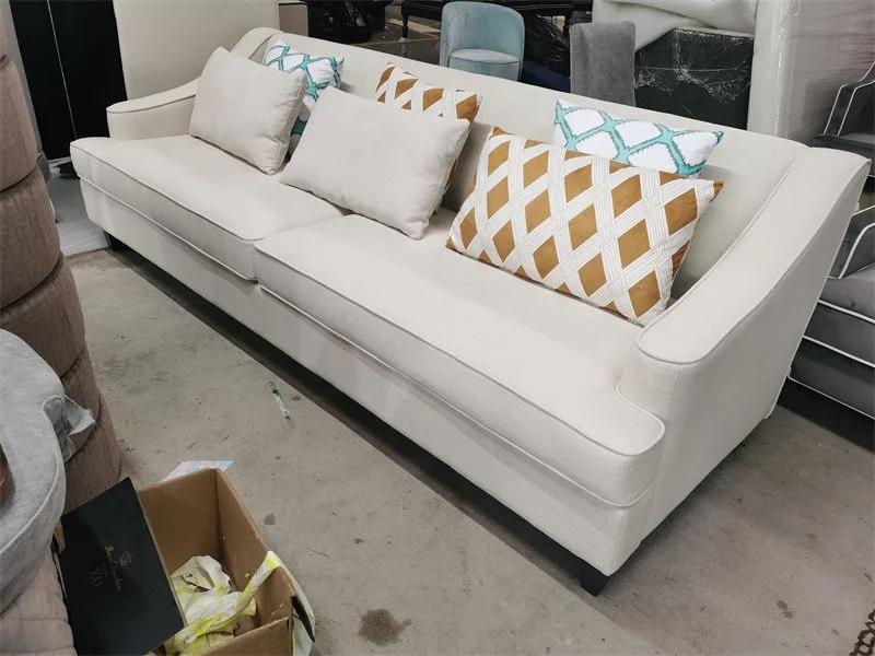 Convenient Furnitures House Simple Wood Frame Couches White Italian Leather Modern Furniture  Sofa Light luxury Sofa set Living