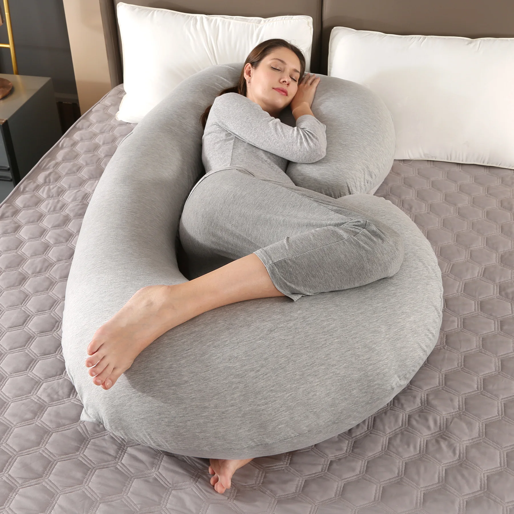 Soft Velvet Cover Pregnancy Maternity Pillows C Shape Full Body Support For Back Belly For Pregnant Women