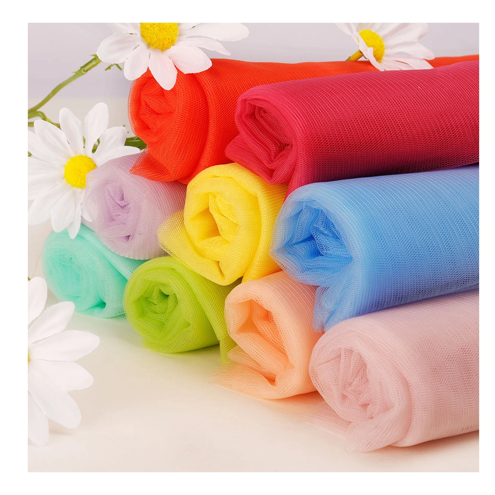 2021 оптовая продажа, 100% нейлоновая красочная натуральная мягкая свадебная одежда, Тюлевая ткань для юбки для девочек