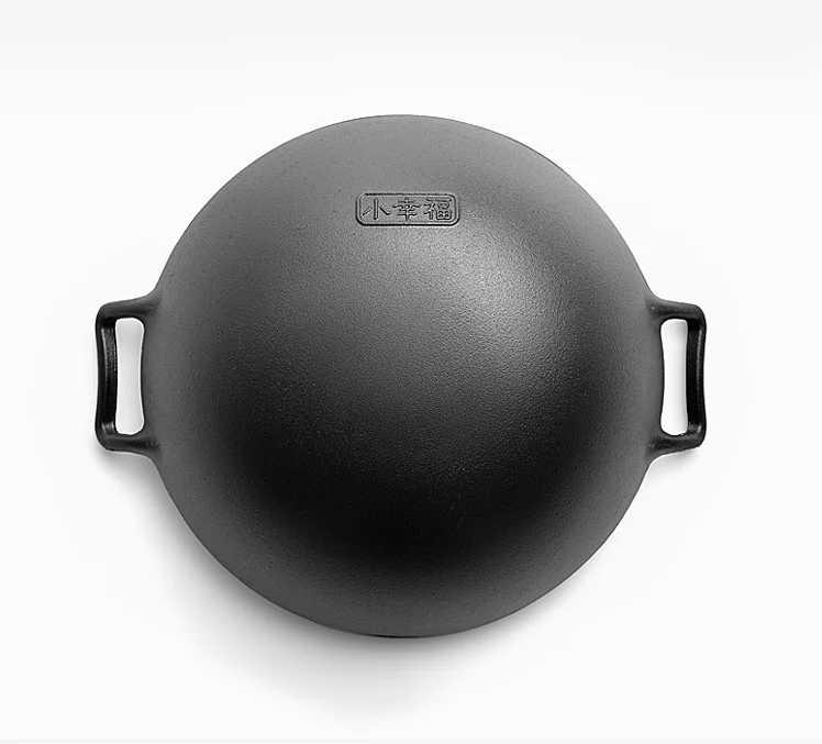 Pre Seasoned Cast Iron Wok With Lid Big Chinese