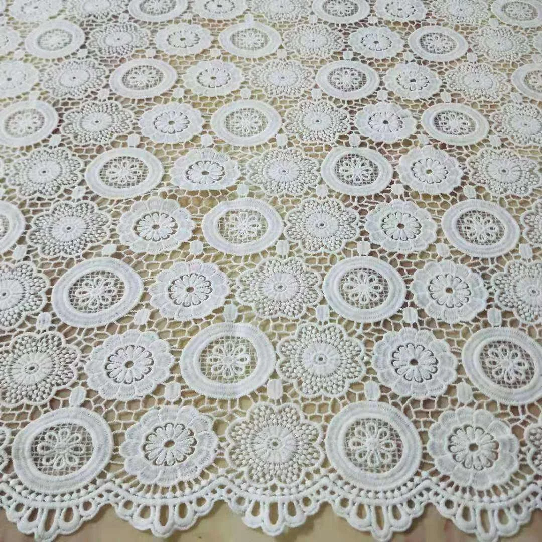 Factory Direct Sales Snowflake Plum Hollow-Out Embroidered Lace Fabric Geometric Round Lace