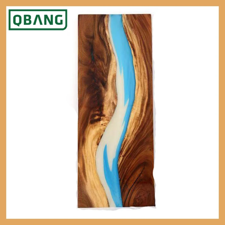 blue live edge river resin wooden dinning coffee table