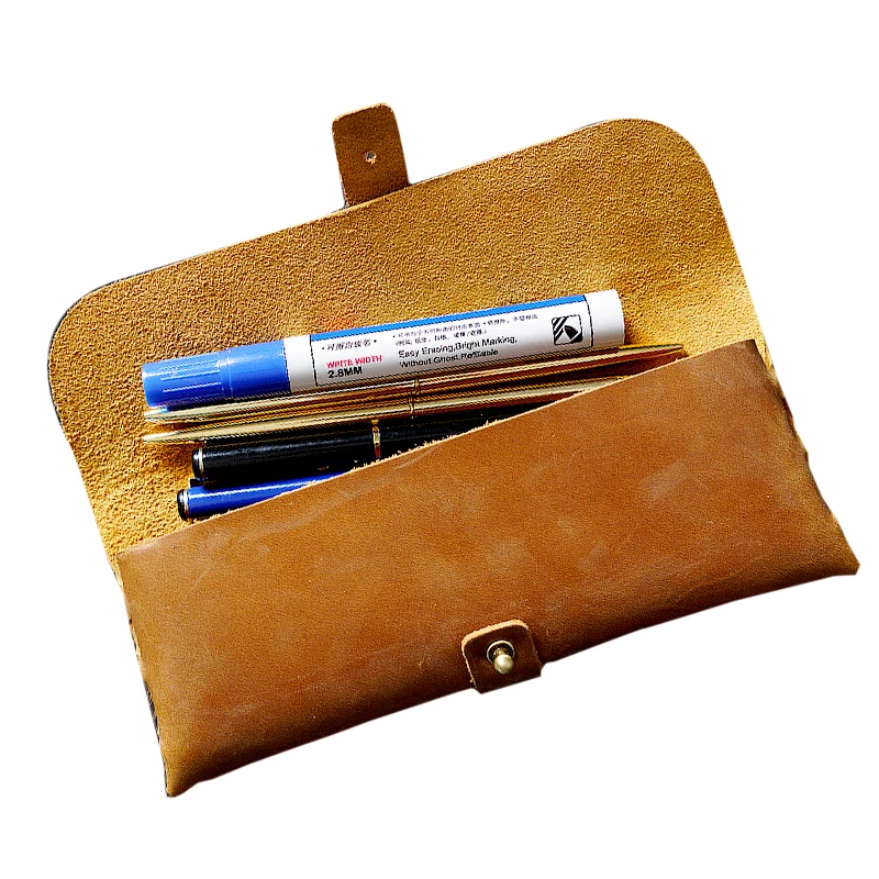 Custom Leather Pen Case Pencil Bag Pencil Case For Adults Men Boys Key Pouch Small Tool Pouch Jewelry Bag
