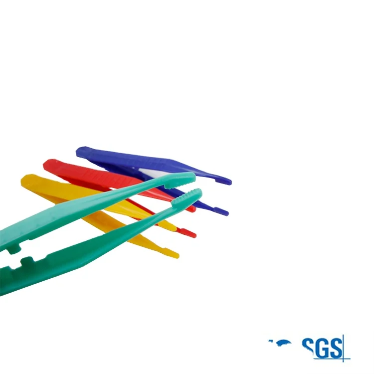 Cleanroom Disposable Plastic Tweezers for medical plastic With Hand Tool Curved Tip Head Protector